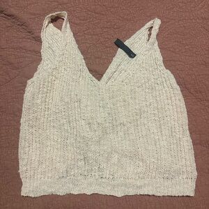 Cream crochet knit tank
